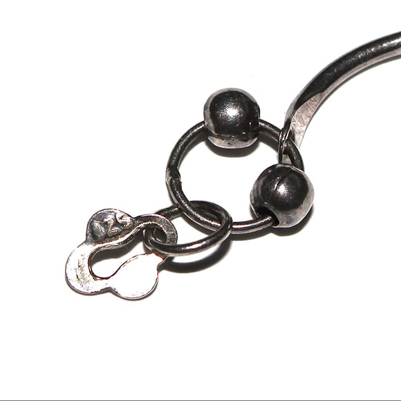 Vintage Sterling Silver Ball Bead Curved Link Bracelet Dancing Beads - Picture 5 of 6